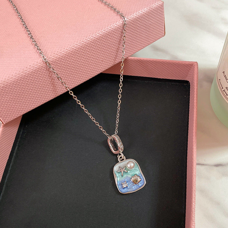 Minimalist Enamel Plated Floral Titanium Steel Necklace