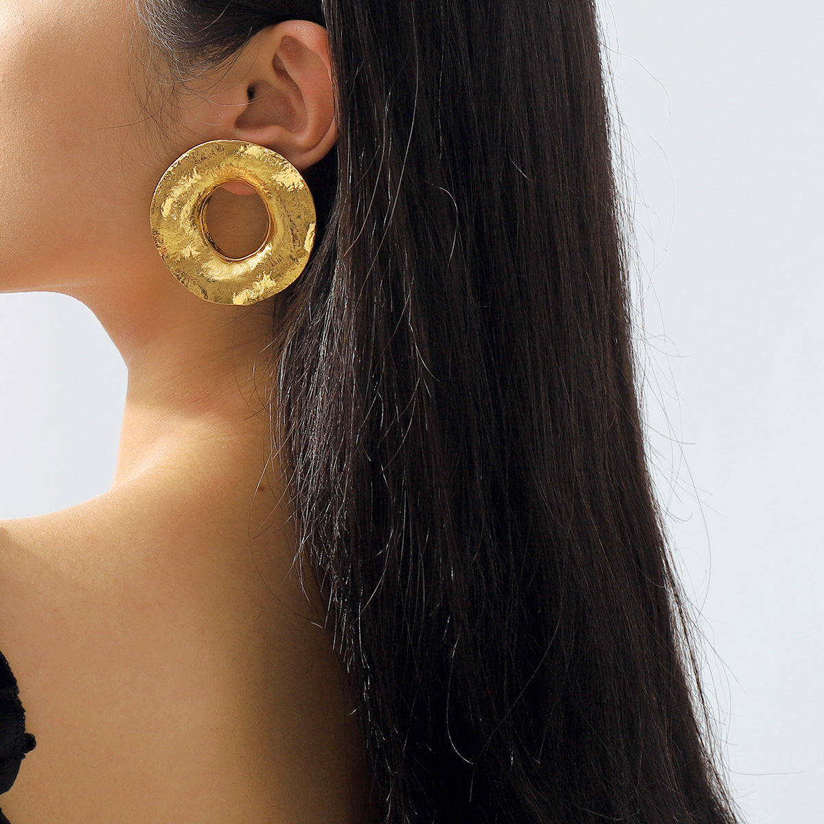 Pendientes de aro de aleación con forma geométrica y acabado chapado para mujer, estilo minimalista y moderno