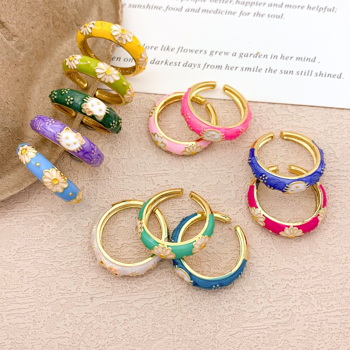 Sweet Floral Alloy Gold Plated Ring for Women