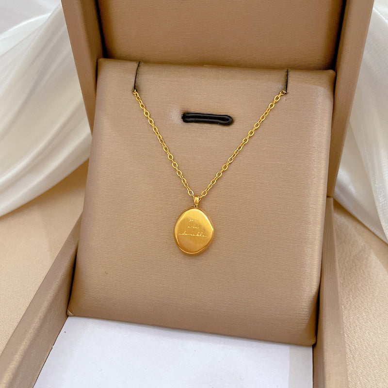 Geometric Minimalist Titanium Steel Plated Necklace with Stainless Steel 304 Pendant for Unisex