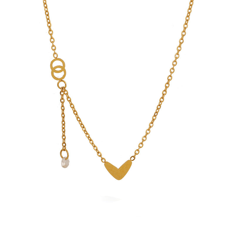 Minimalist Heart-Shaped Titanium Steel Pendant Necklace with Plated Finish for Women and Men