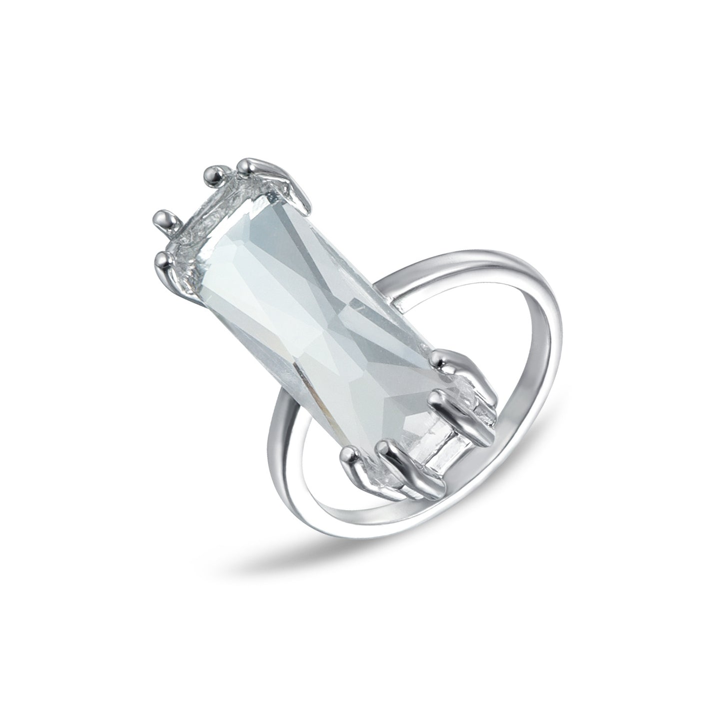 Anillo geométrico ajustable de metal chapado para mujer. Accesorio de moda