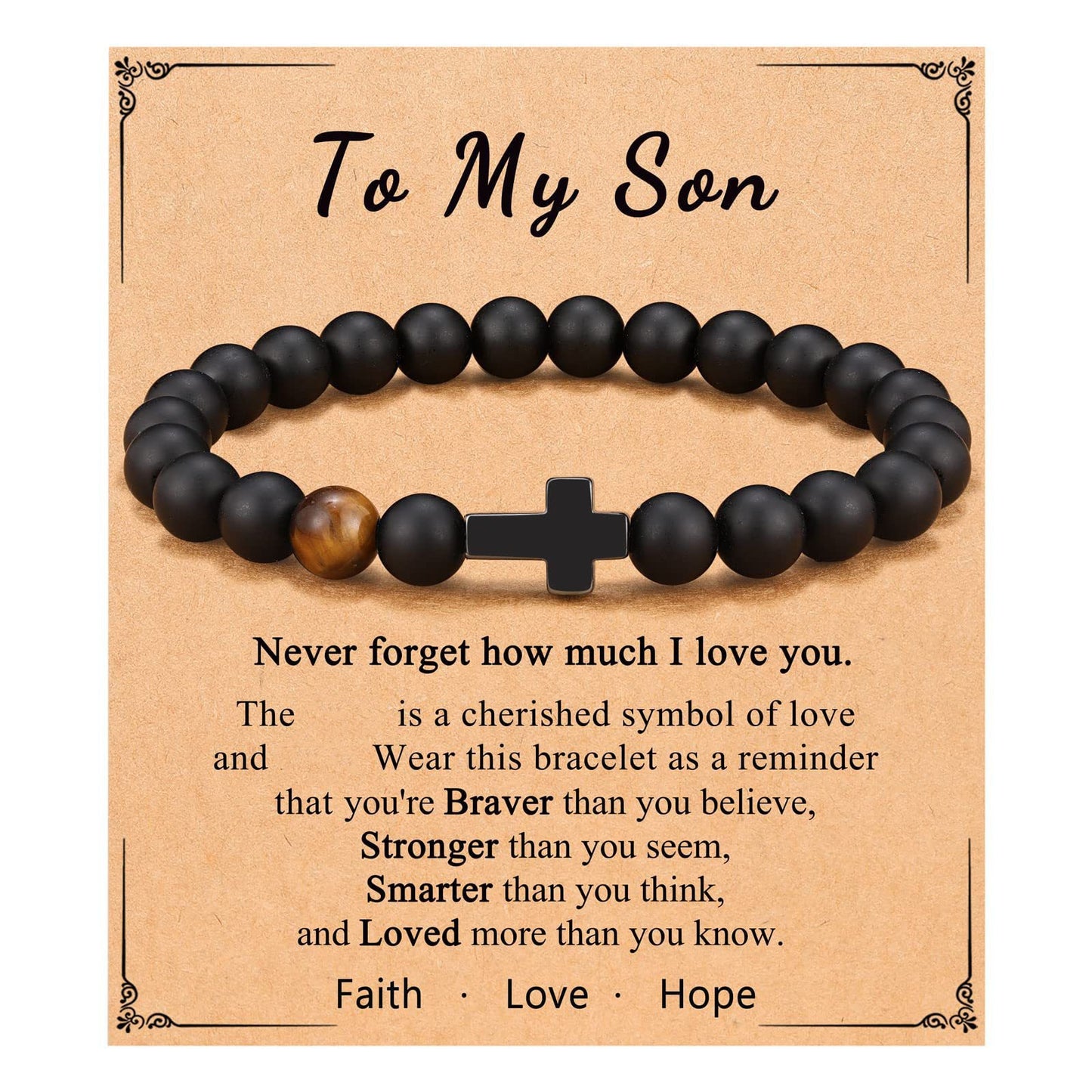 Minimalist Matte Cross Bracelet with Tiger's Eye and Obsidian Pendant Unisex Jewelry