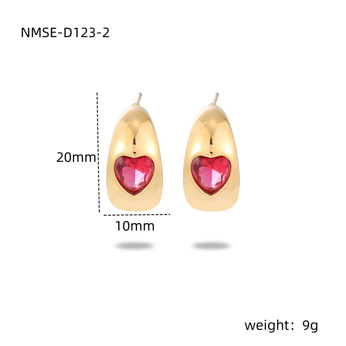 Orecchini a cerchio a forma di cuore in acciaio inossidabile placcato oro 18K con zirconi, stile vintage, da donna