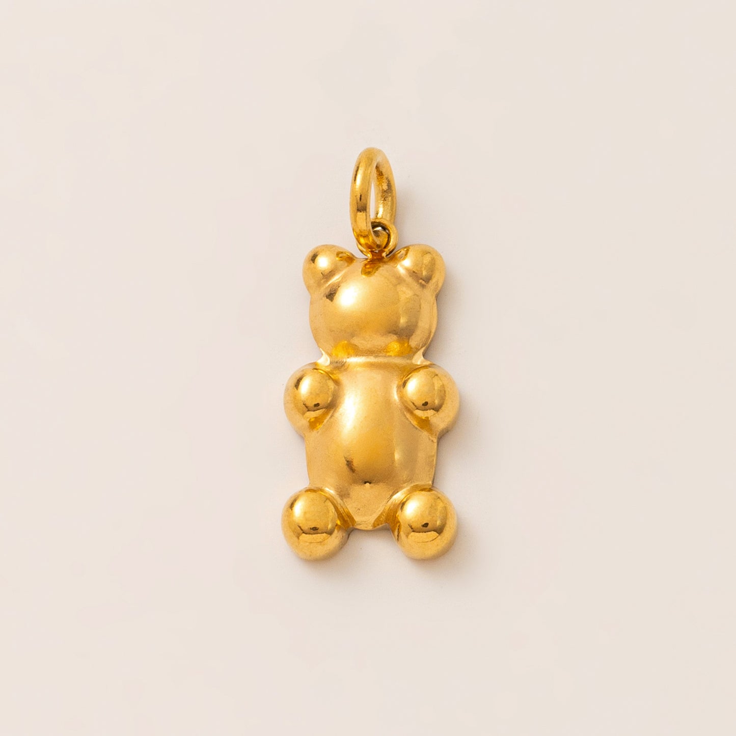 Ciondolo Charm Orsetto Cuore in Acciaio Inox Placcato Oro PVD 18K Stile Vintage