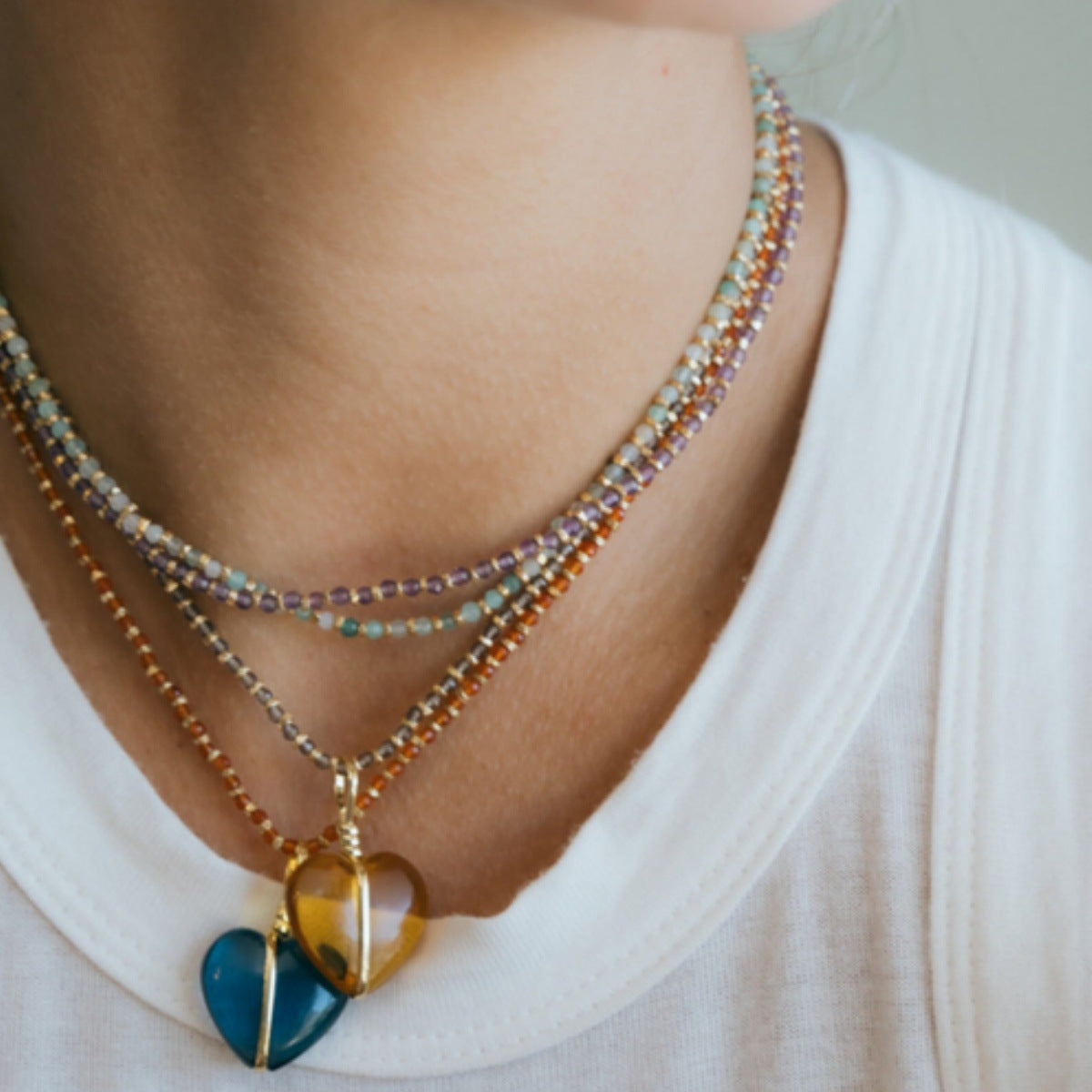 Minimalist Heart Stainless Steel Plated Necklace with Cubic Zirconia