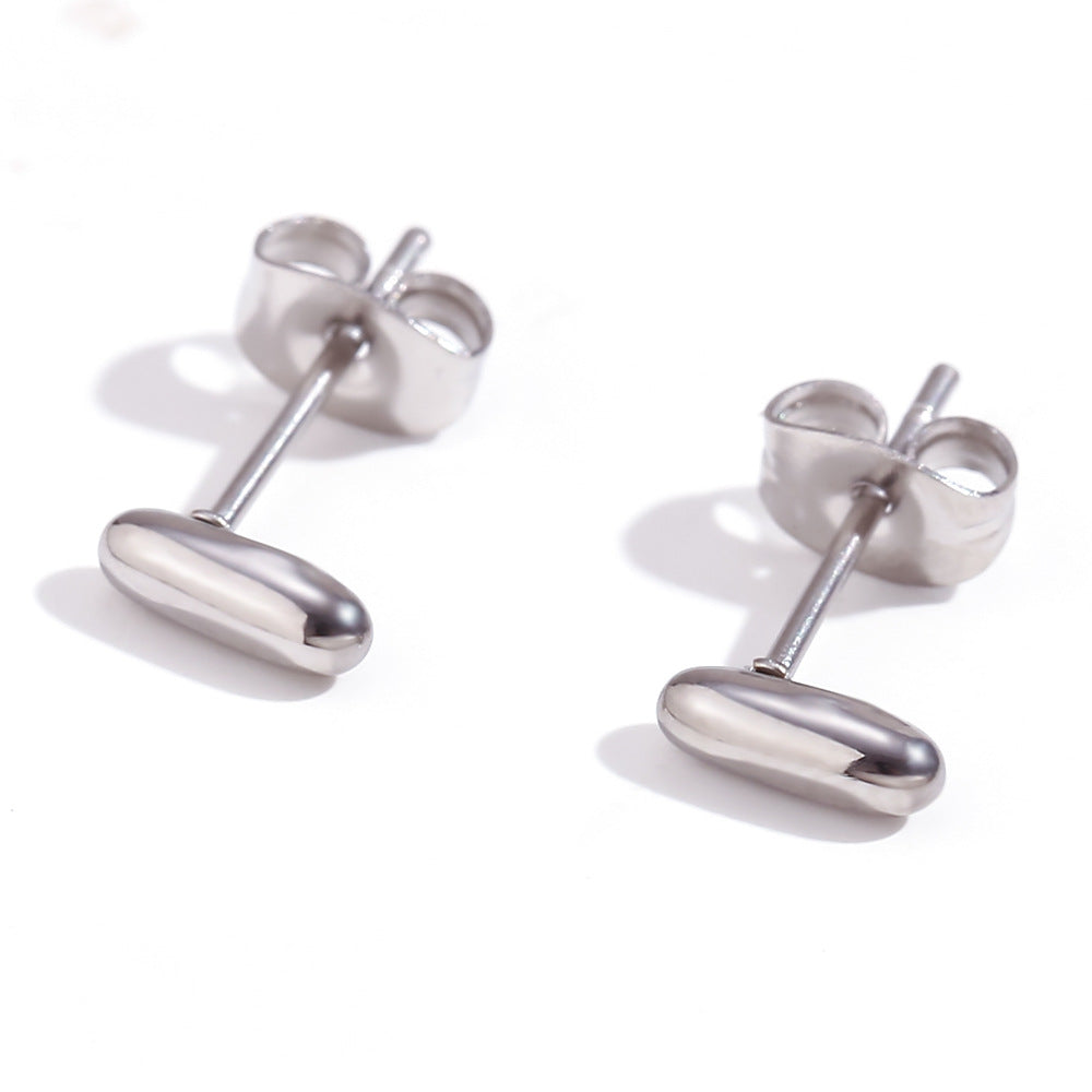 Orecchini a perno da donna con lettera geometrica moderna minimalista in acciaio al titanio placcato oro 18K
