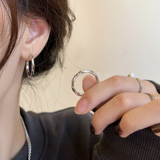 Pendientes de aro minimalistas geométricos de cobre chapados en oro para mujer, aretes sencillos redondos estilo stud