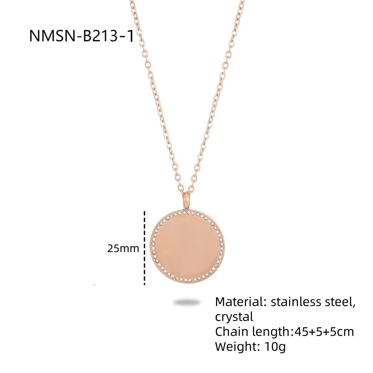Collar minimalista geométrico redondo de acero inoxidable con chapado en oro rosa de 18 quilates para mujer con barra para dijes DIY