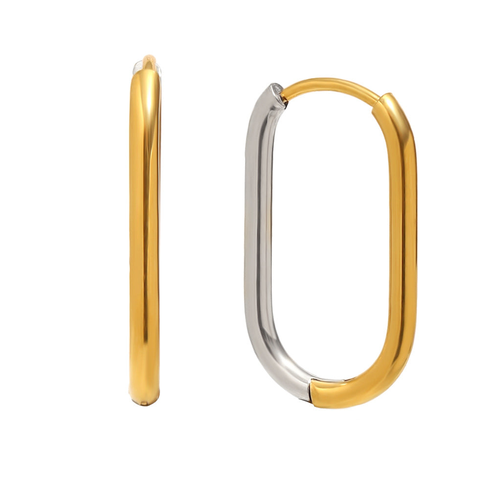 Orecchini a clip geometrici minimalisti in acciaio inossidabile placcati oro 18 carati da donna