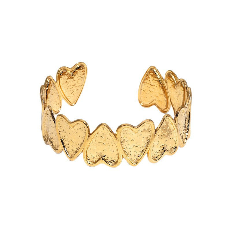 Minimalist Sweet Heart Shaped Gold Plated Stainless Steel Bracelet