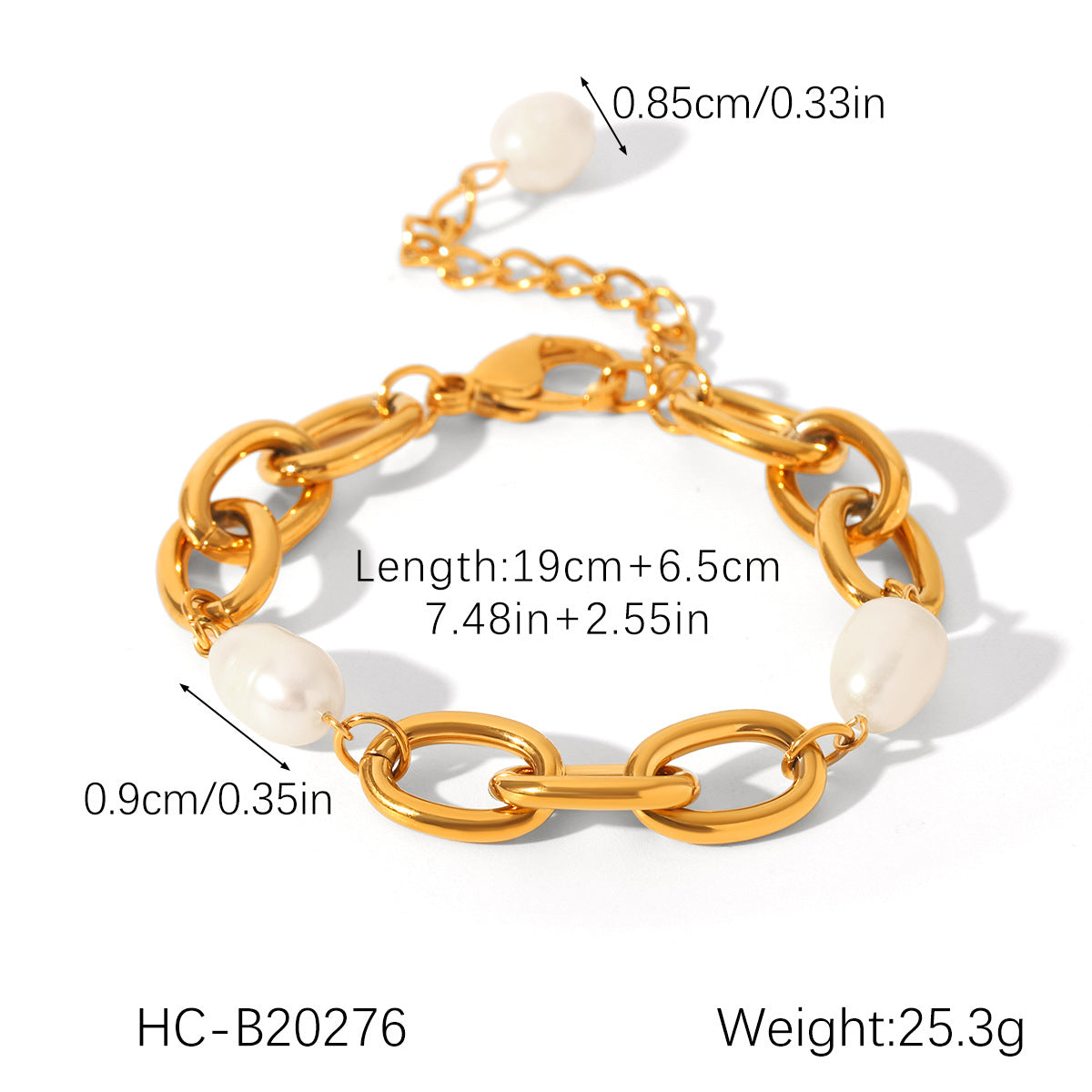 Elegante Bracciale Francese da Donna con Perle d'Acqua Dolce, Catena Figaro Geometrica in Acciaio Inossidabile e Finitura Placcata in Acciaio al Titanio