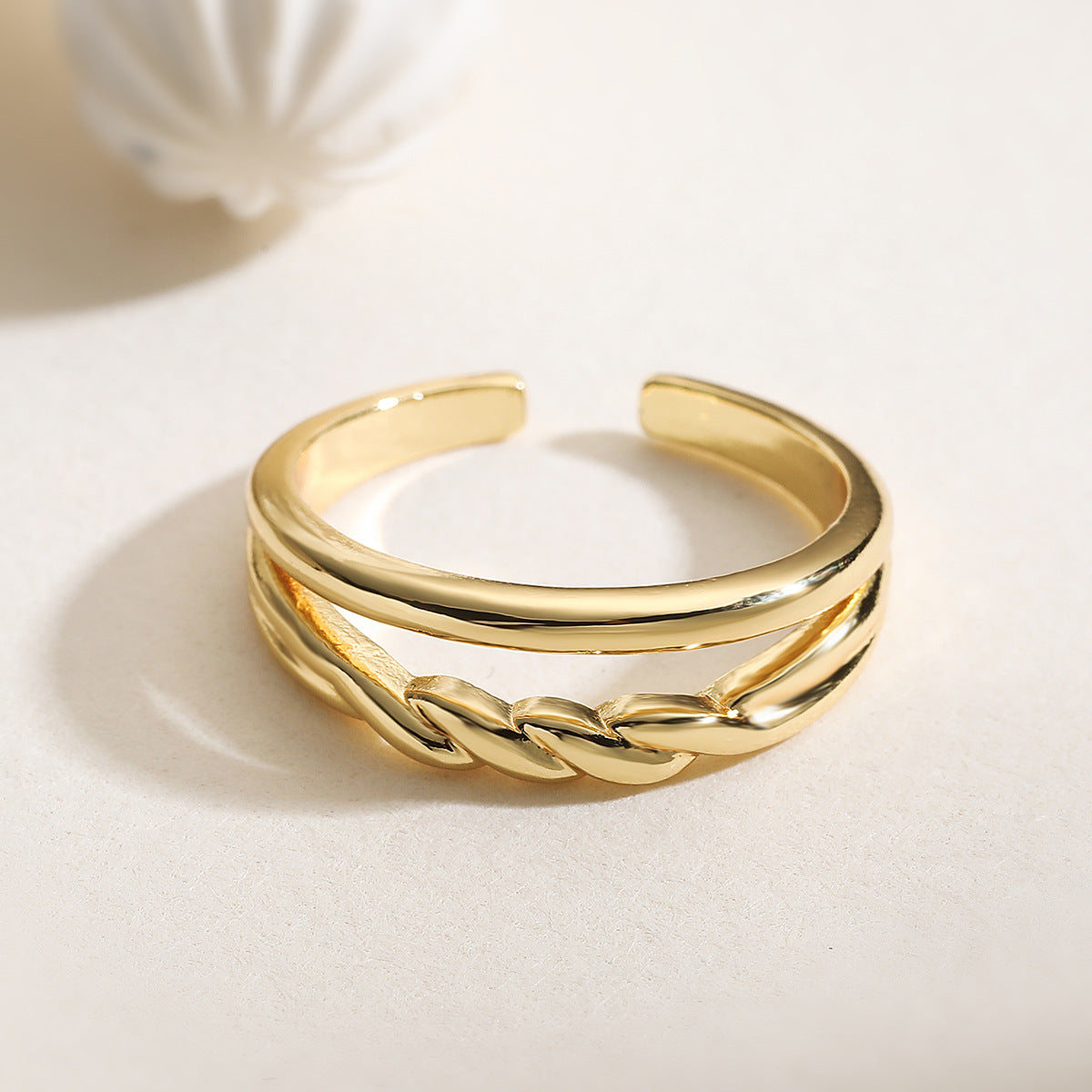 Minimalist 18K Gold Plated Geometric Brass Ring for Women