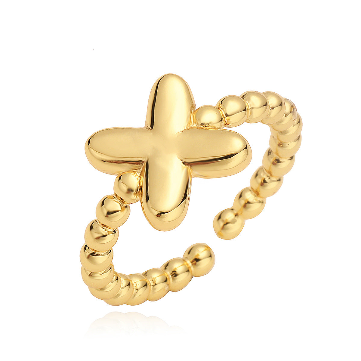Minimalist 18K Gold Plated Brass Letter Ring for Women