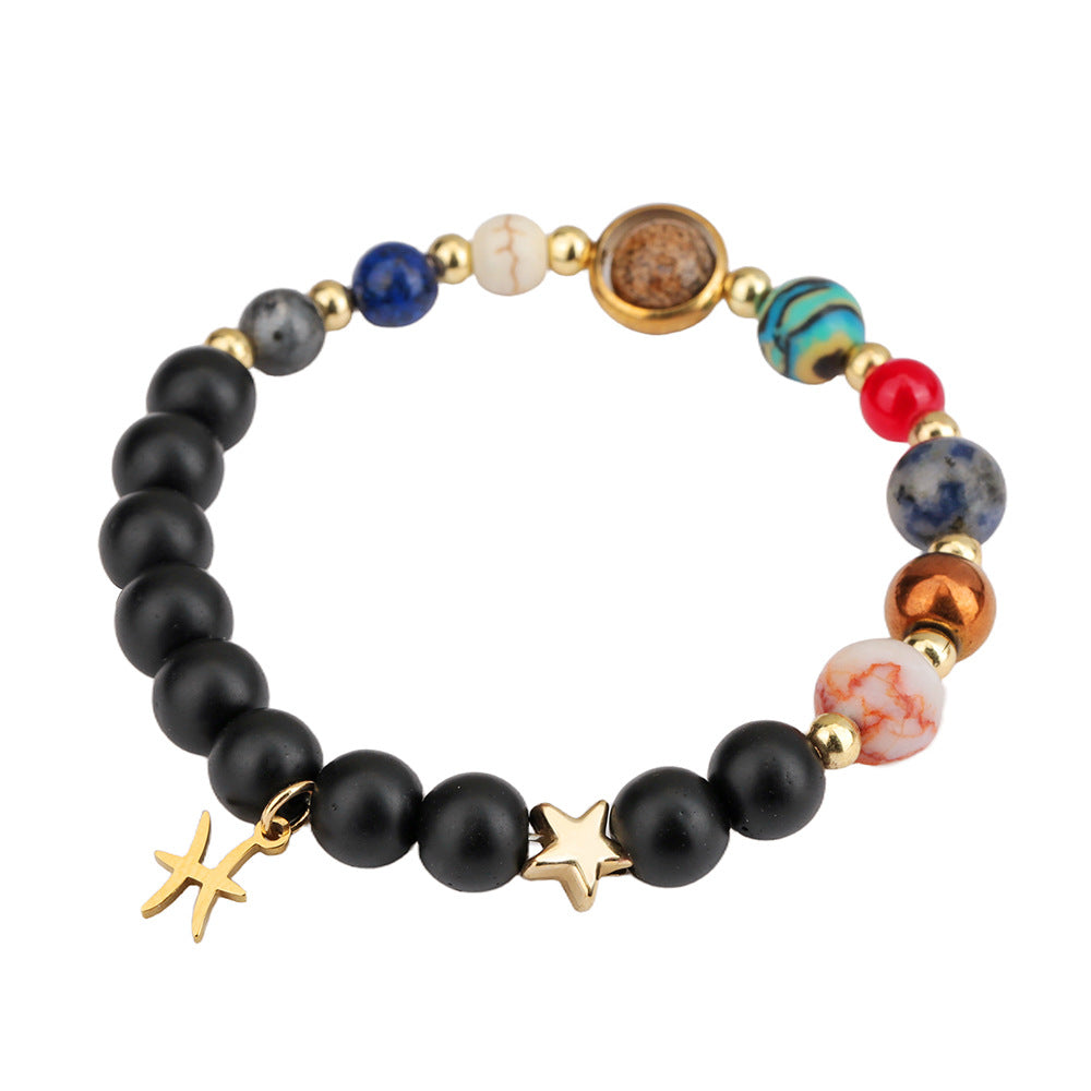 Constellation Geometric Stainless Steel and Alloy Beaded Bracelet with Natural Gemstone for Unisex