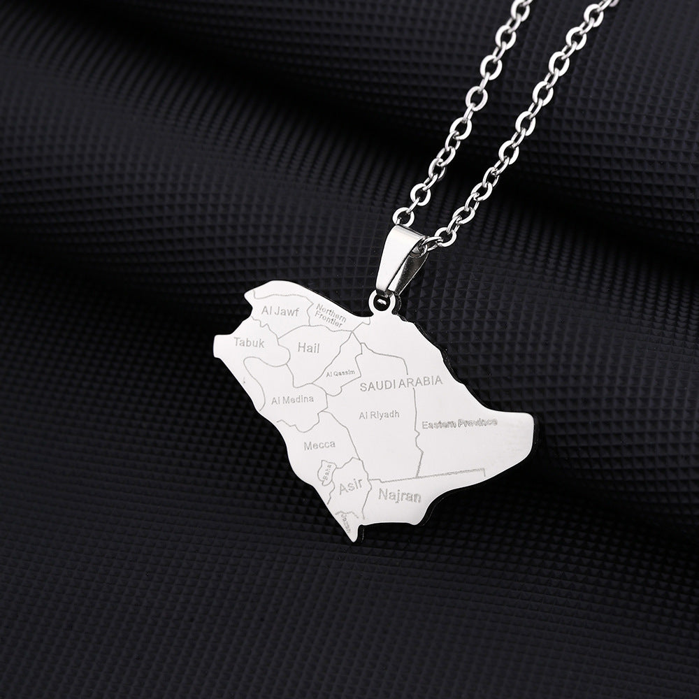 Collana con ciondolo geometrico in acciaio inossidabile con charm in acciaio al titanio e finitura placcata per moda unisex