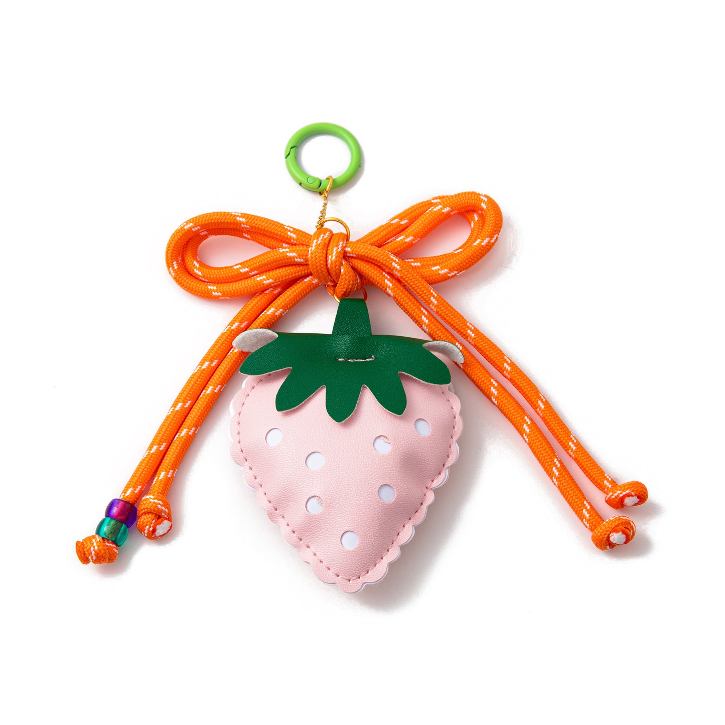 Fruit Pattern Plated Brass Bag Charm Keychain with Cherry Pepper Soccer Bow Designs