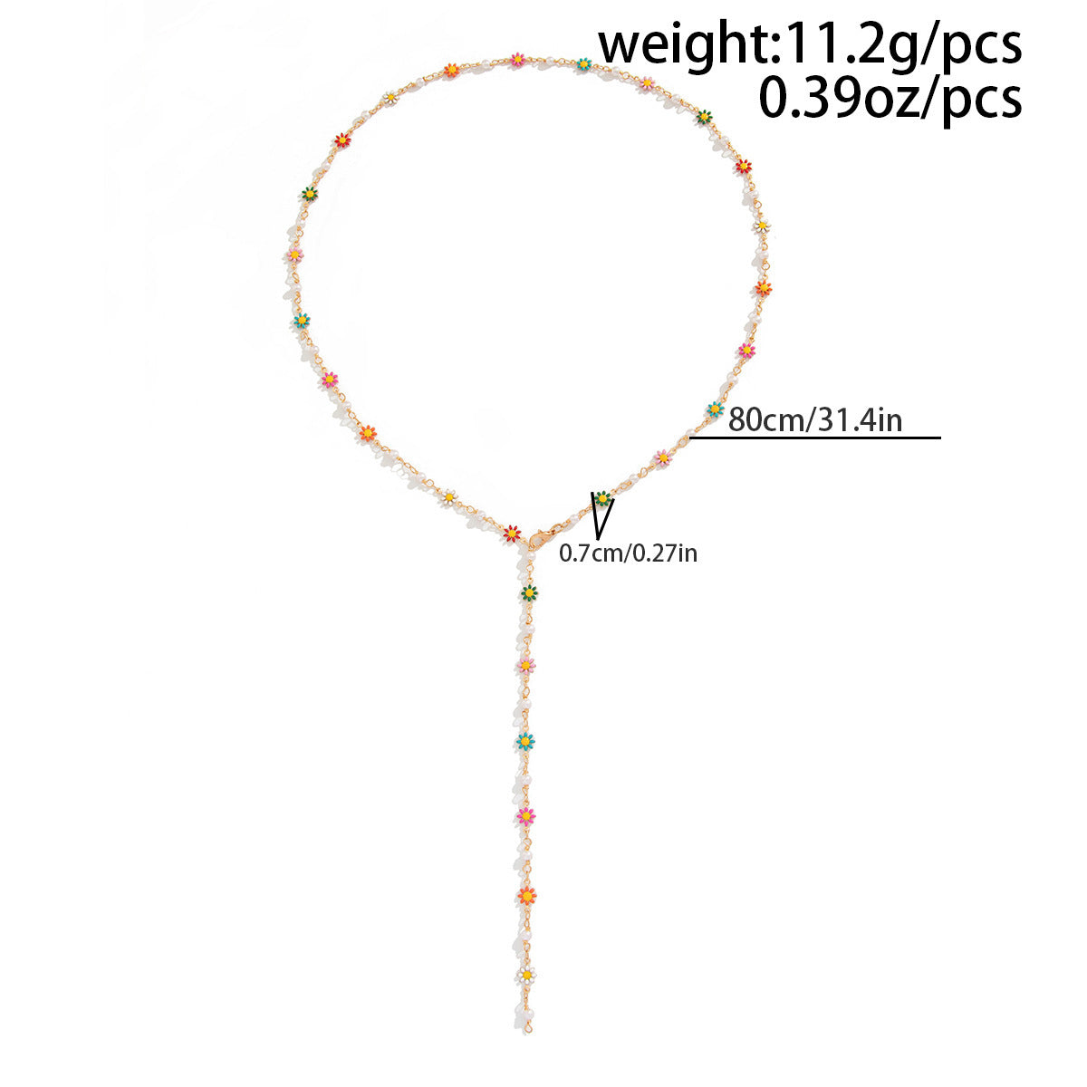 Minimalist Colorful Crystal Geometric Y-Necklace Brass Plated Alloy Pendant Chain for Women
