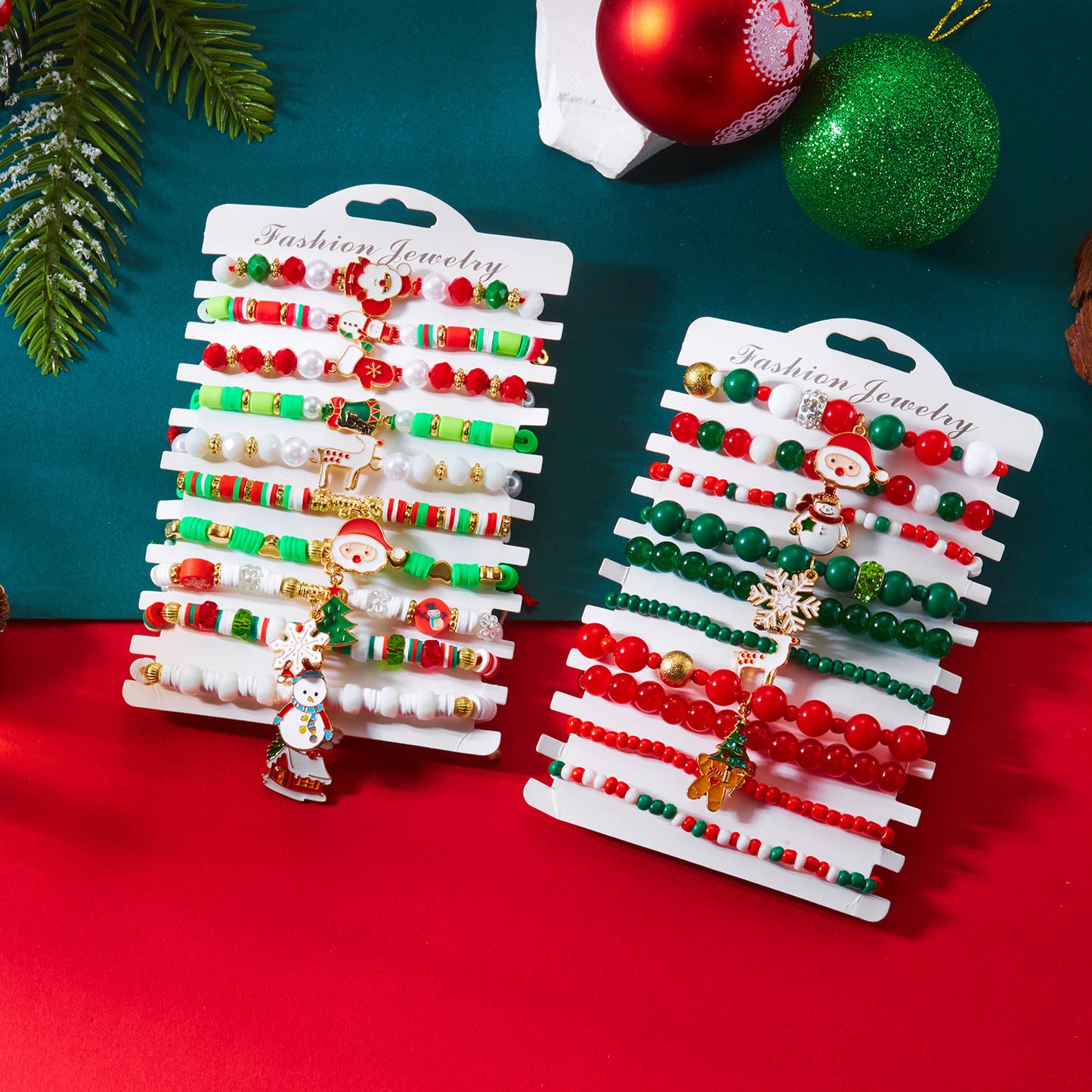 Handmade Polymer Clay Christmas Bracelet with Santa Claus Pendant and Letter Charms, Zinc Alloy, Festive Holiday Jewelry for Women