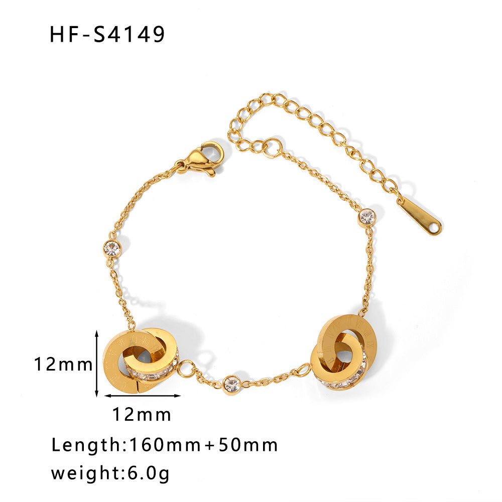 Minimalist Heart-Shaped Pearl Pendant Bracelet for Women with Titanium Steel Chain and Zircon Inlay