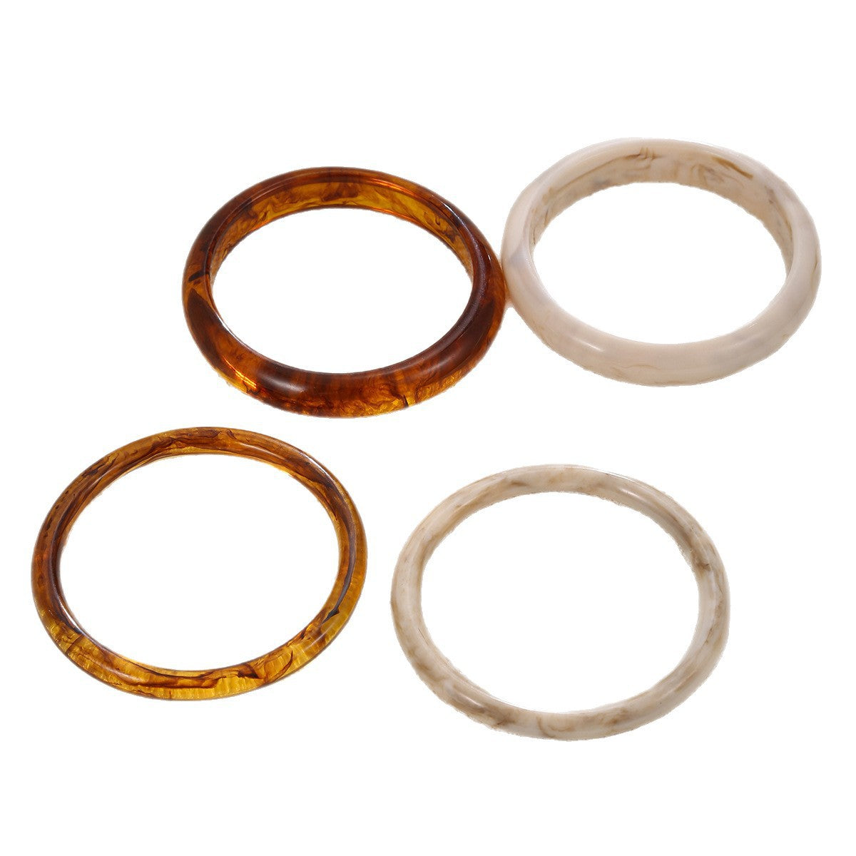 Vintage Polished Round Marble Texture Resin Bracelet Set