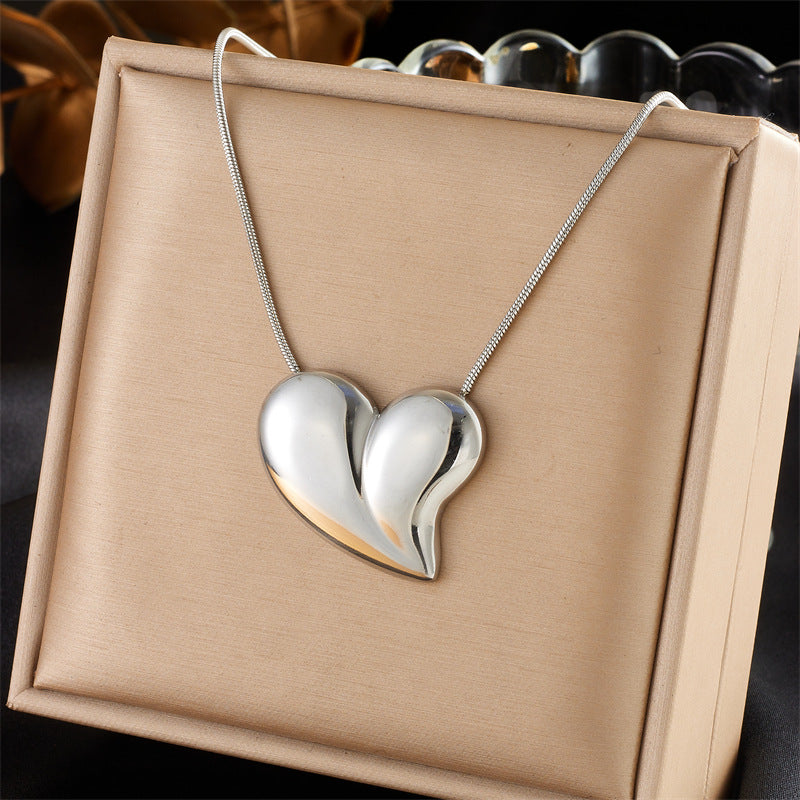 Collar Corazón de Acero Inoxidable Bañado, Minimalista y Vintage