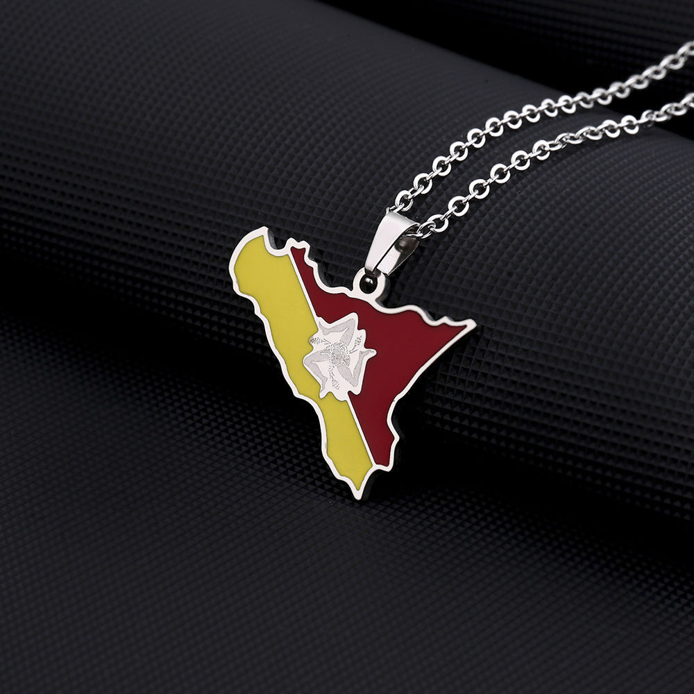 Collar con colgante geométrico de acero inoxidable con dije de acero de titanio y acabado chapado para mujeres y hombres