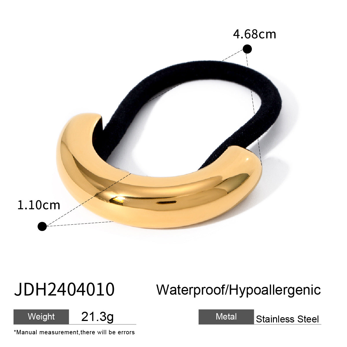 Minimalist Geometric Stainless Steel Hair Tie with Plated Finish for Ponytail