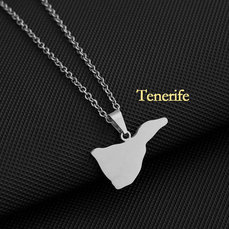 Collar con colgante geométrico de acero inoxidable con dije de acero de titanio y acabado galvanizado para uso unisex