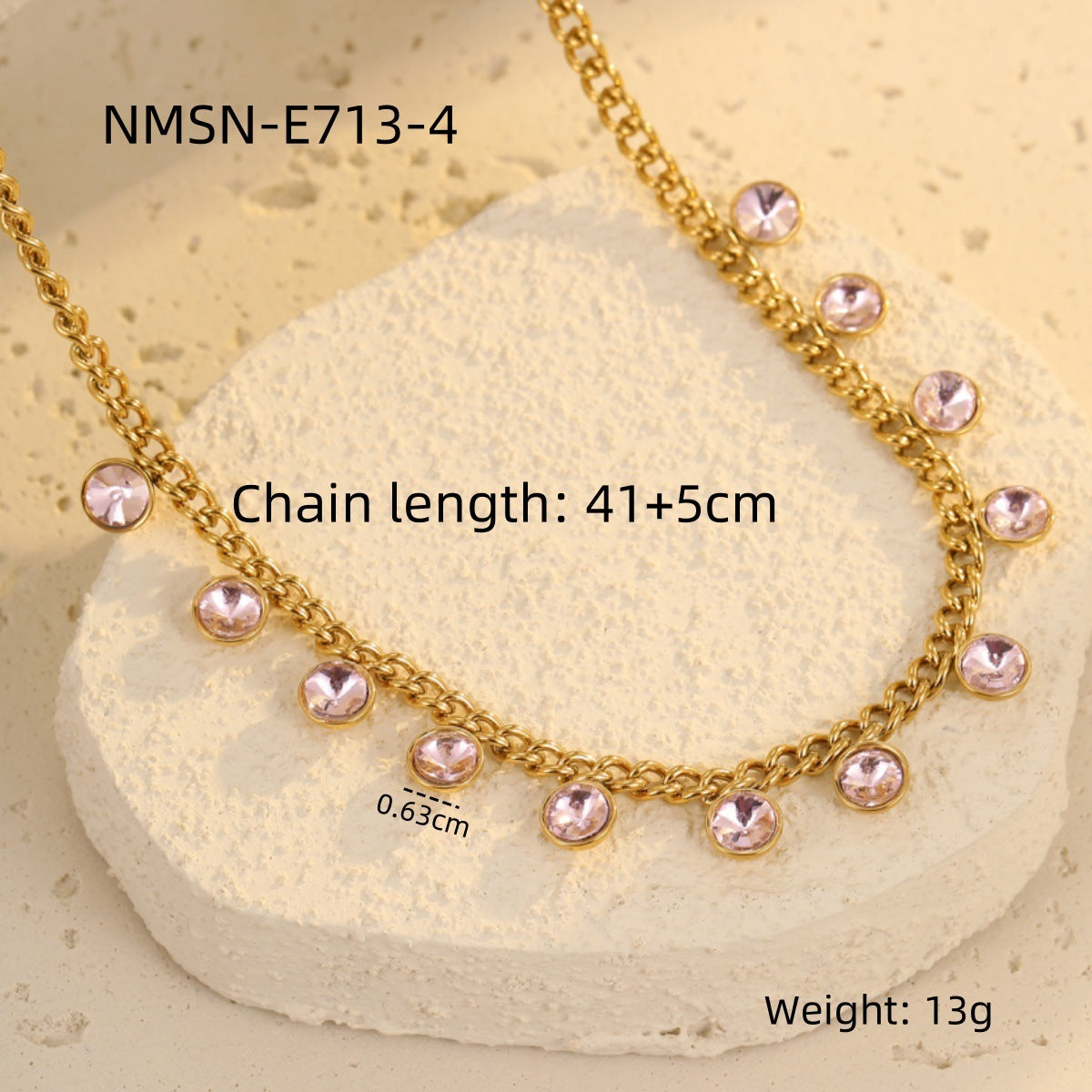 Collana da Donna Minimalista alla Moda con Ciondolo a Nappa in Acciaio Inossidabile, Intarsio di Strass e Finitura Placcata