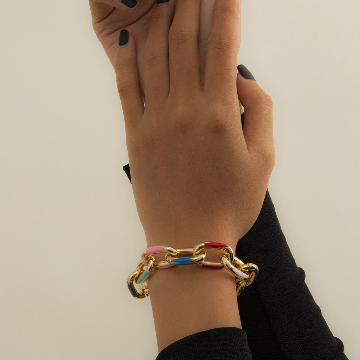 Streetwear Geometric Aluminum Alloy Drip Oil Plated Bracelet