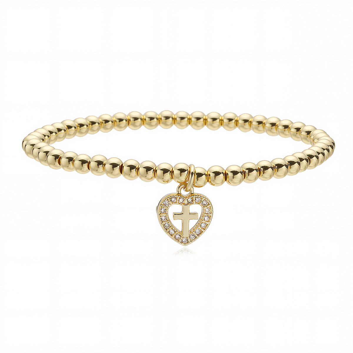Minimalist 18K Gold Plated Brass Heart Cross Geometric Bracelet for Women