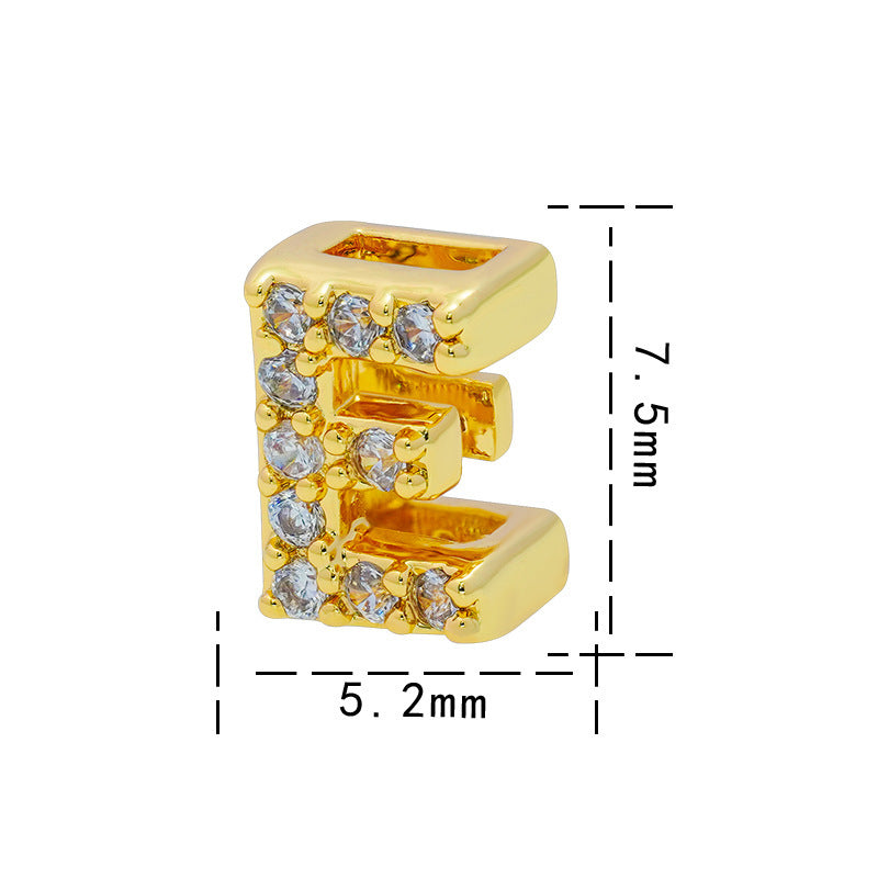 Collana con Ciondolo a Lettera Minimalista da Donna in Acciaio al Titanio con Placcatura in Oro 18K e Strass su Catena O-Ring