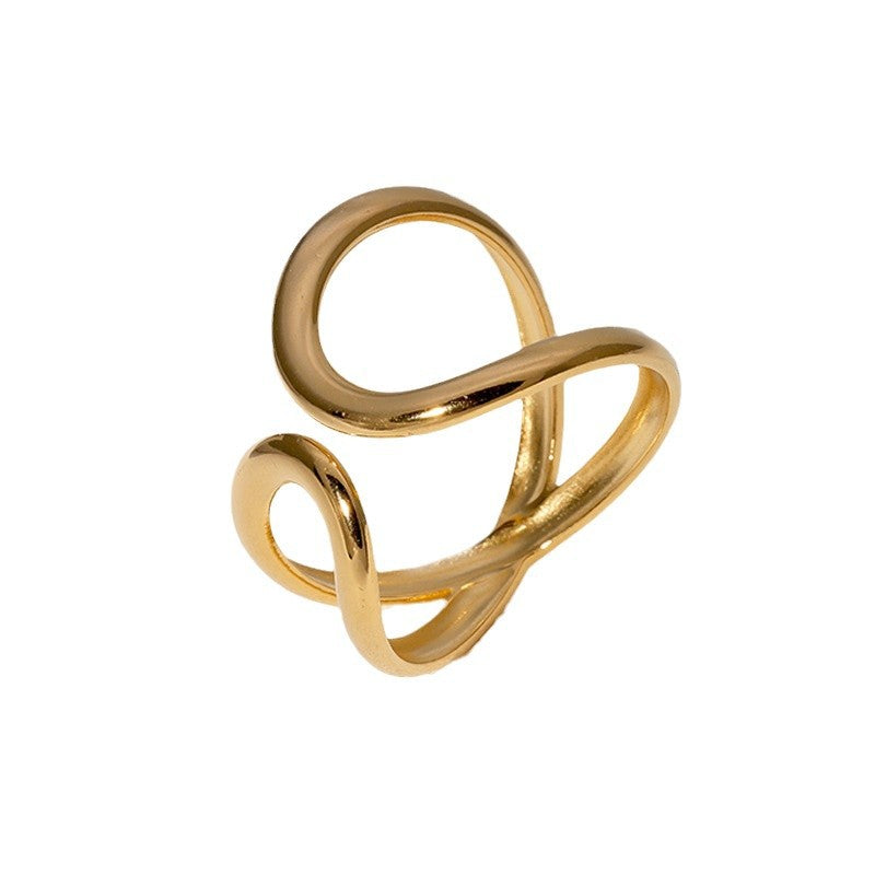 Anello Minimalista Asimmetrico Geometrico da Donna in Acciaio Inossidabile Placcato Oro