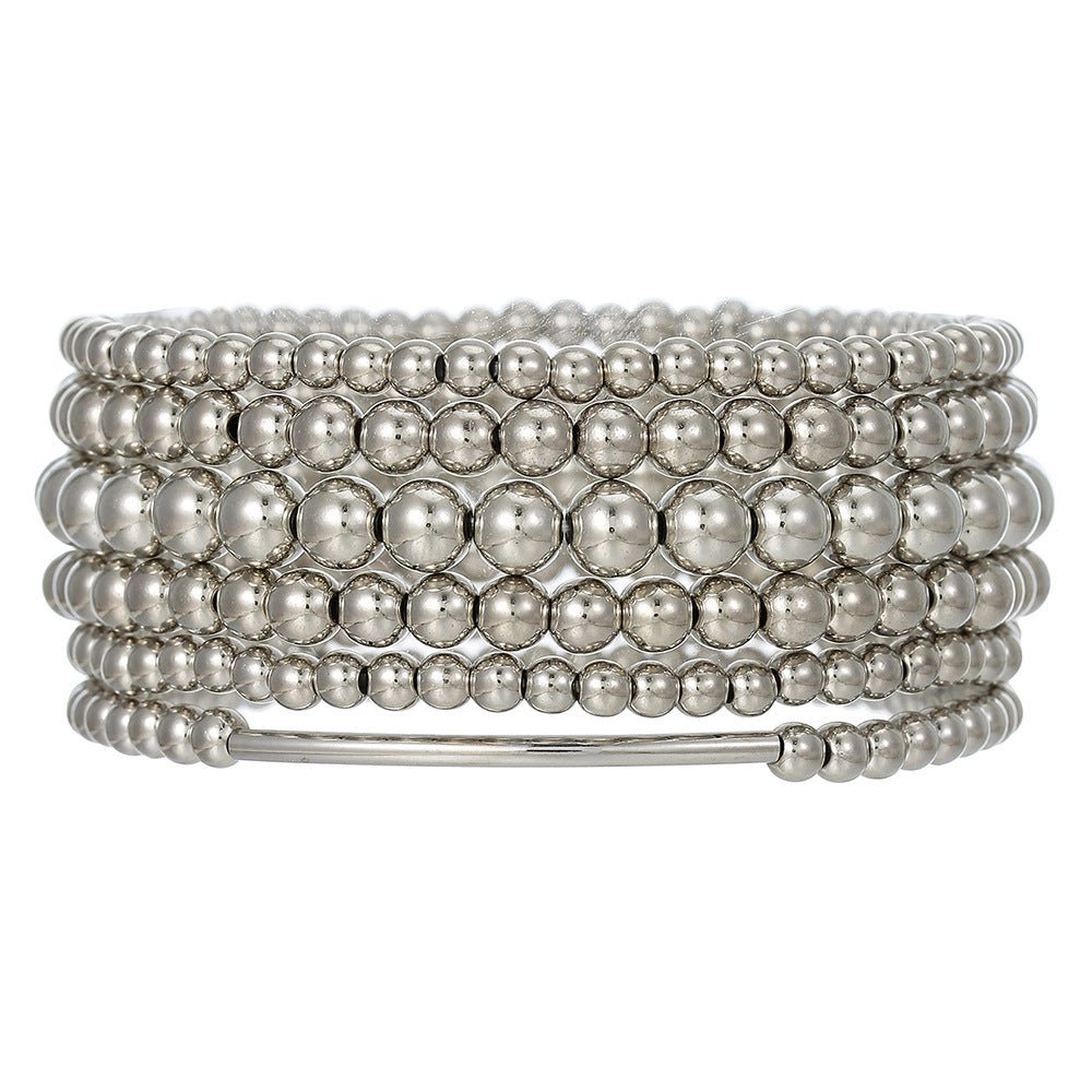 Geometric Cross Acrylic Bracelet with Pearl Inlay