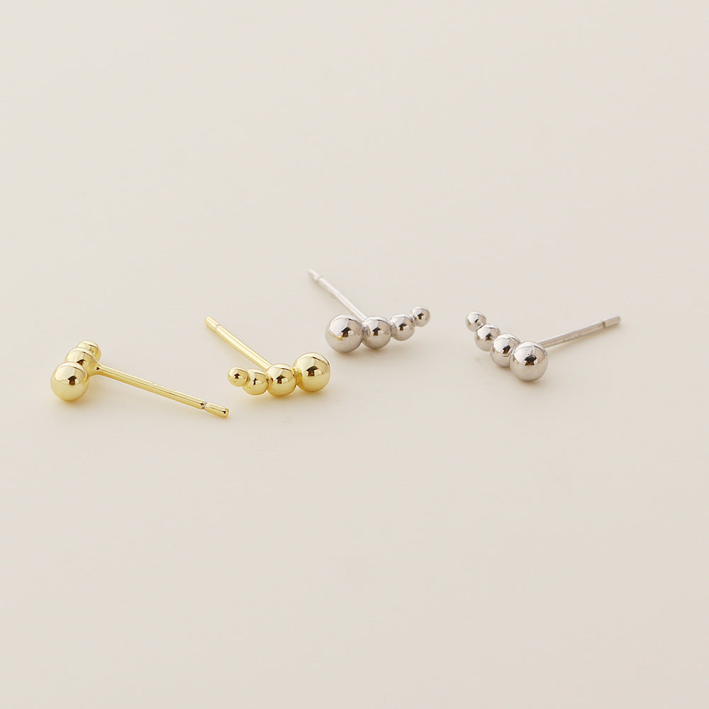 Orecchini a perno geometrici rotondi placcati in argento sterling 925, stile minimalista da donna