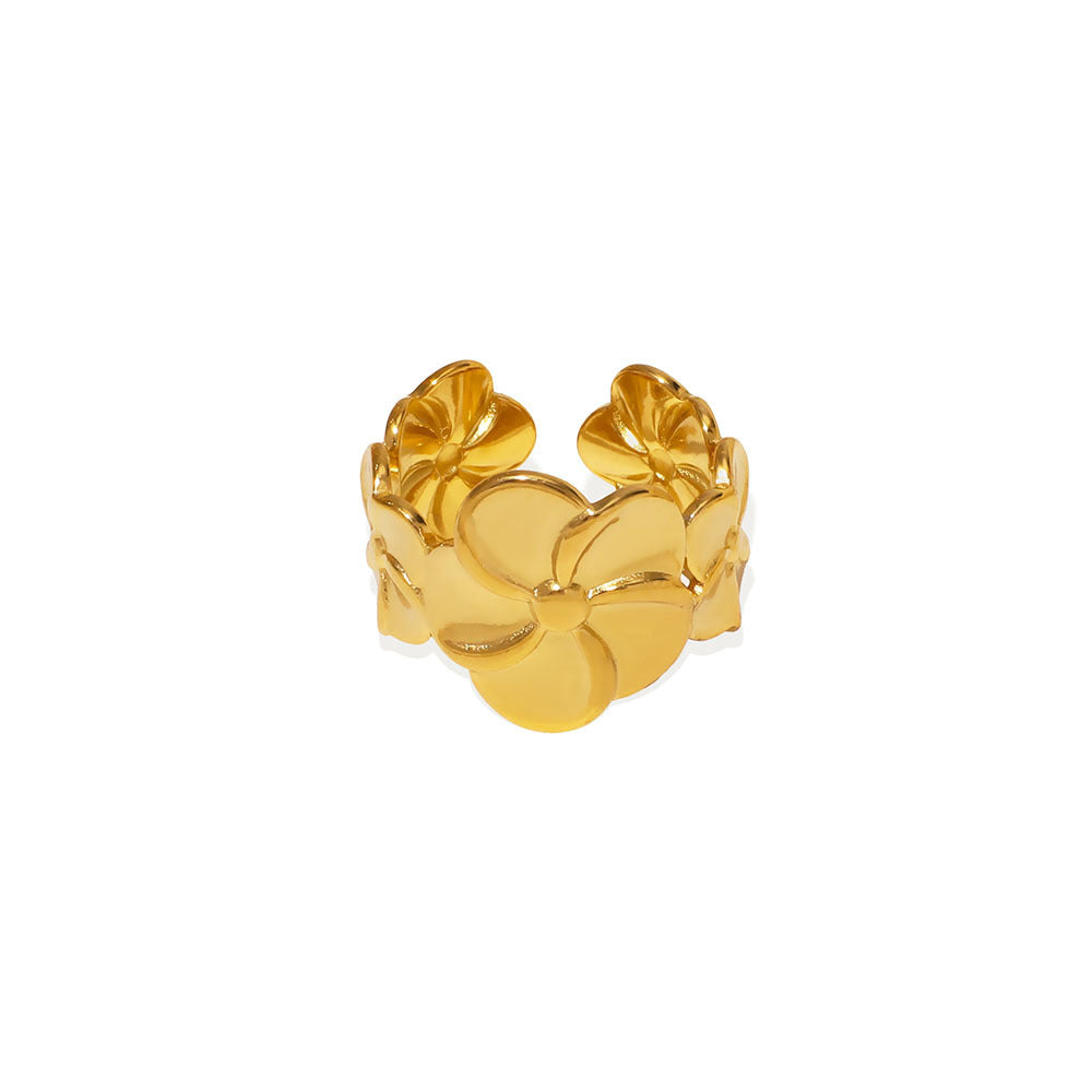 Minimalist Oval Stainless Steel Ring with Gold Plating and Smooth Surface for Women