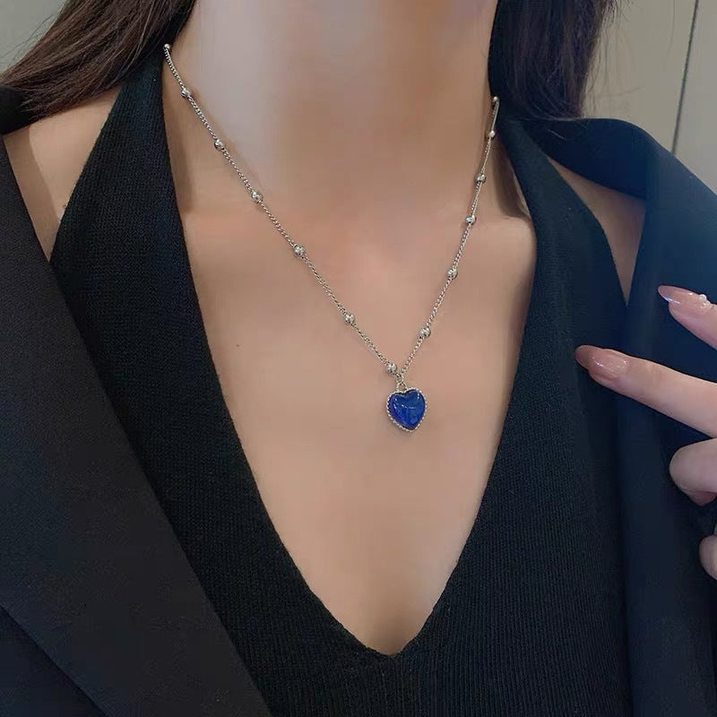 Minimalist Bear Pendant Necklace for Women with Geometric Shape and Irregular Design, Double-Layered Beaded Chain for Sweater Layering