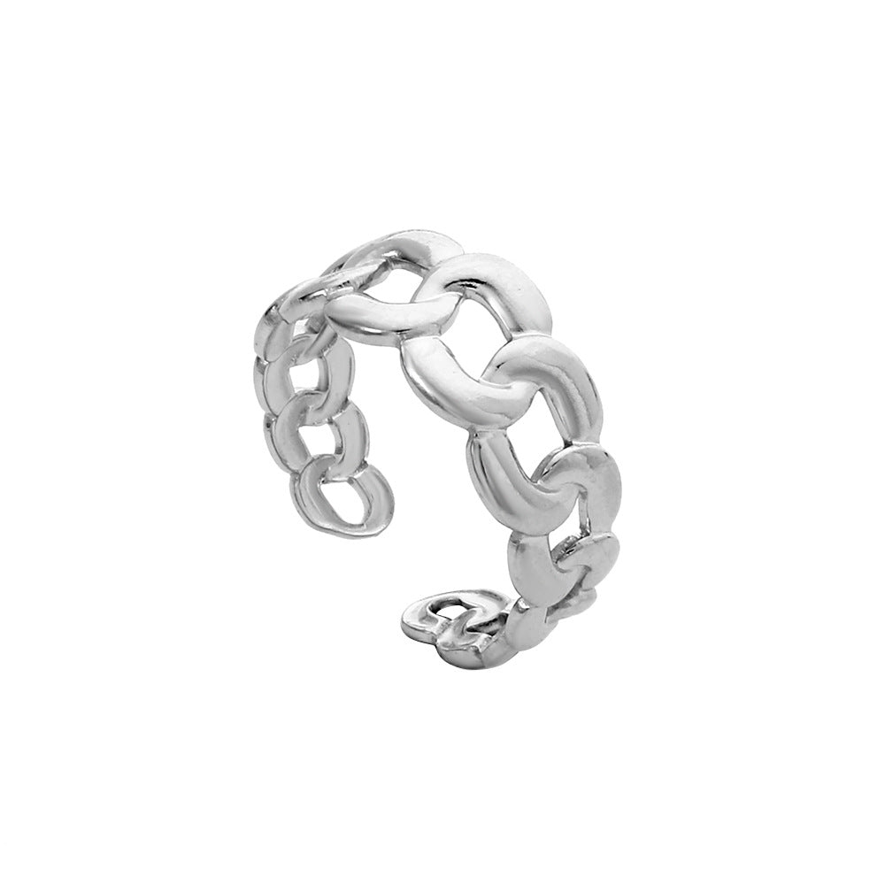 Minimalist Geometric Heart Plated Stainless Steel Adjustable Ring for Unisex