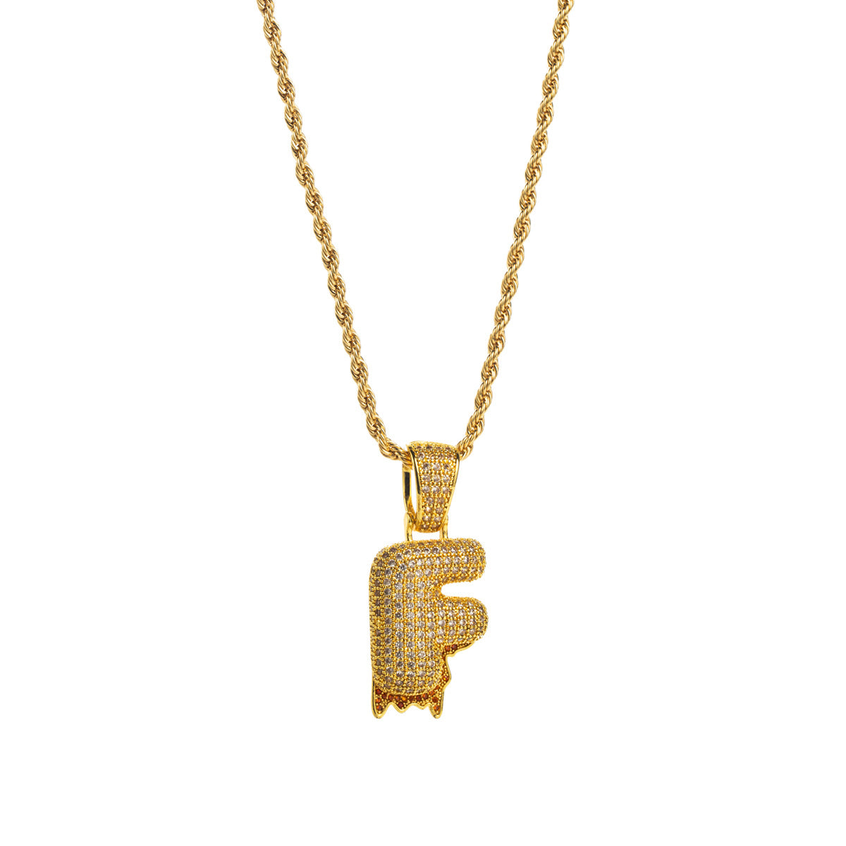 Collana con ciondolo a lettera "Sweet-Edgy" da donna in ottone con intarsio in zirconi cubici su catena a clavicola