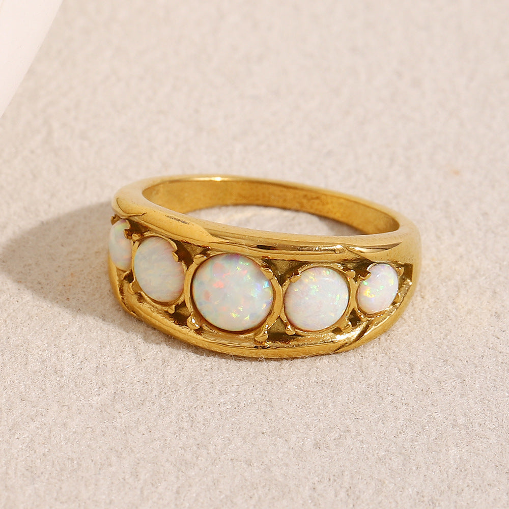 Fashionable Geometric Stainless Steel Ring with 18K Gold Plating for Women