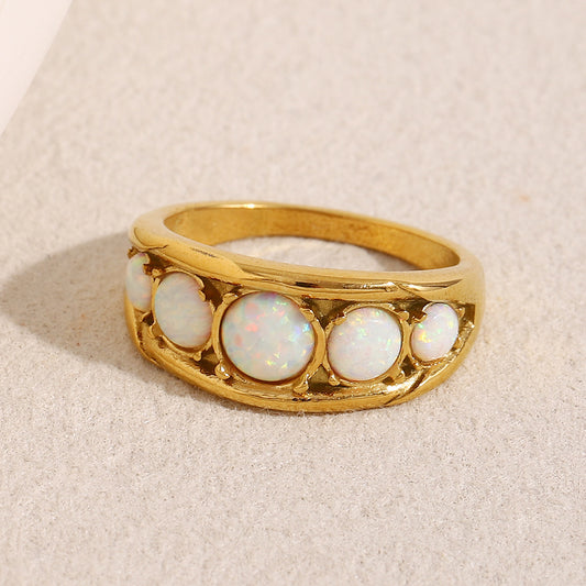 Fashionable Geometric Stainless Steel Ring with 18K Gold Plating for Women
