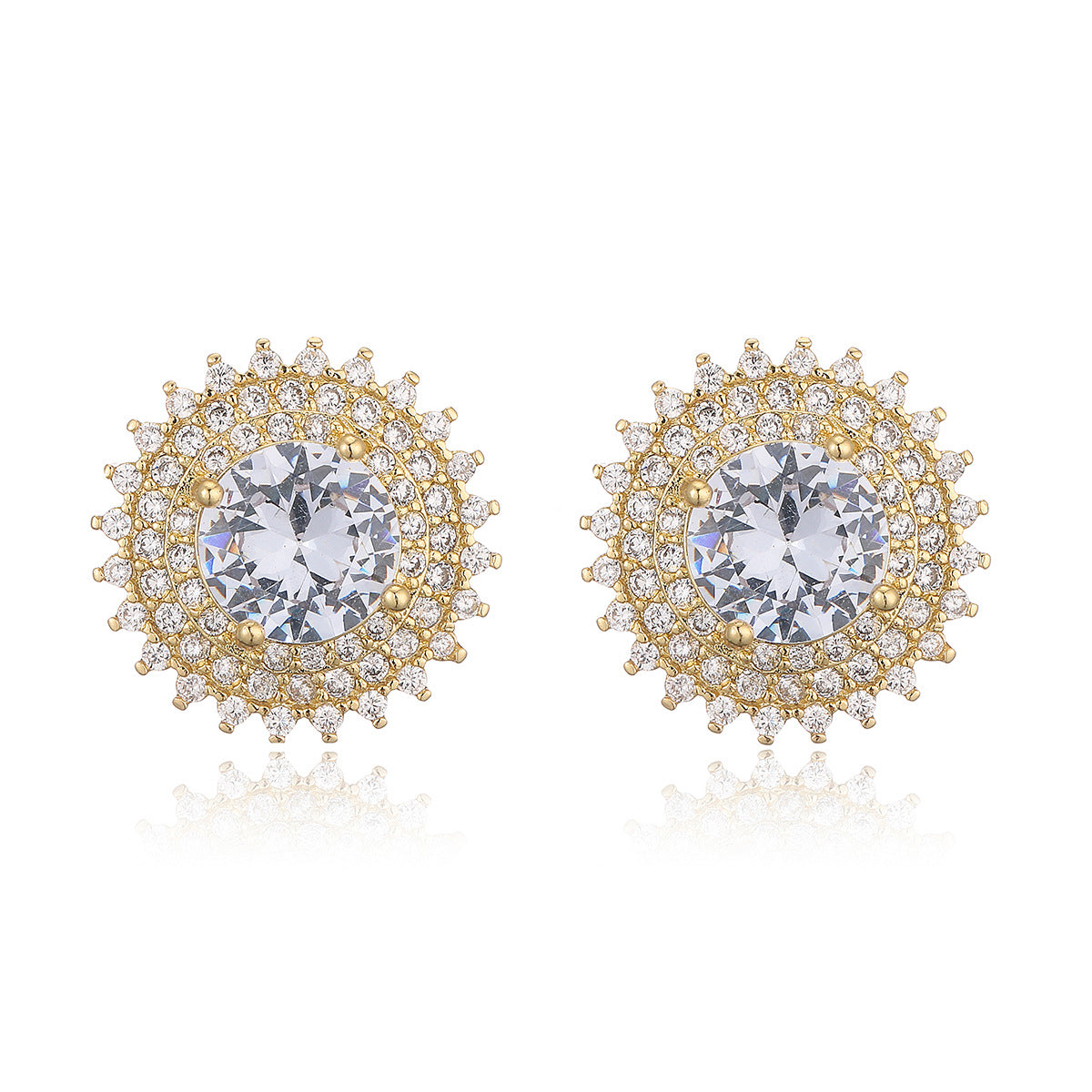 Minimalist Geometric Drop Earrings for Women in Copper with Micro-Pave Zirconia, Irregular Shape Design