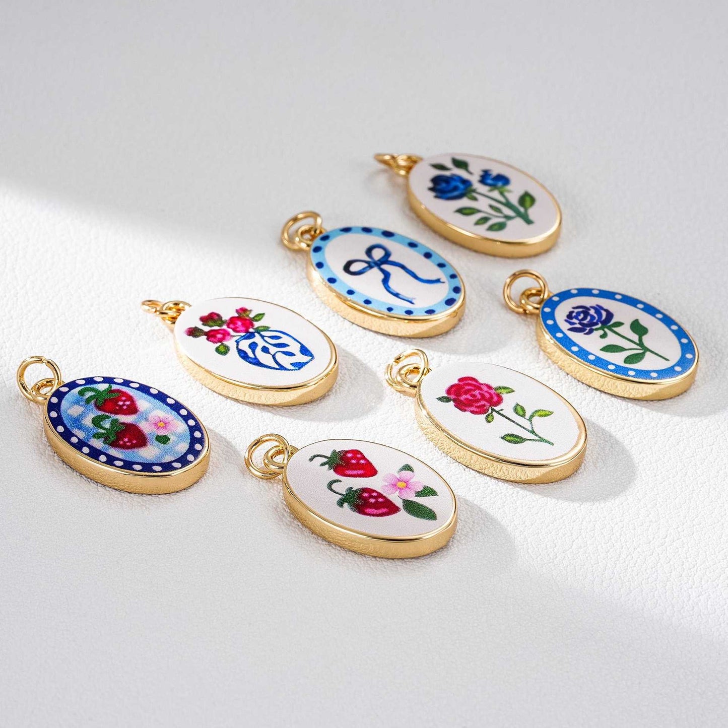Vintage Cartoon Butterfly 18K Gold Plated Brass Drip Oil Pendant Charm Bar for Women