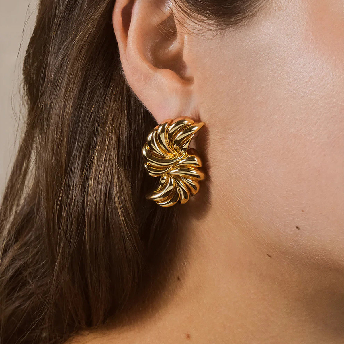 Pendientes Geométricos de Acero Inoxidable con Acabado Chapado para Mujer Pendientes Minimalistas de Moda de Inspiración Vintage