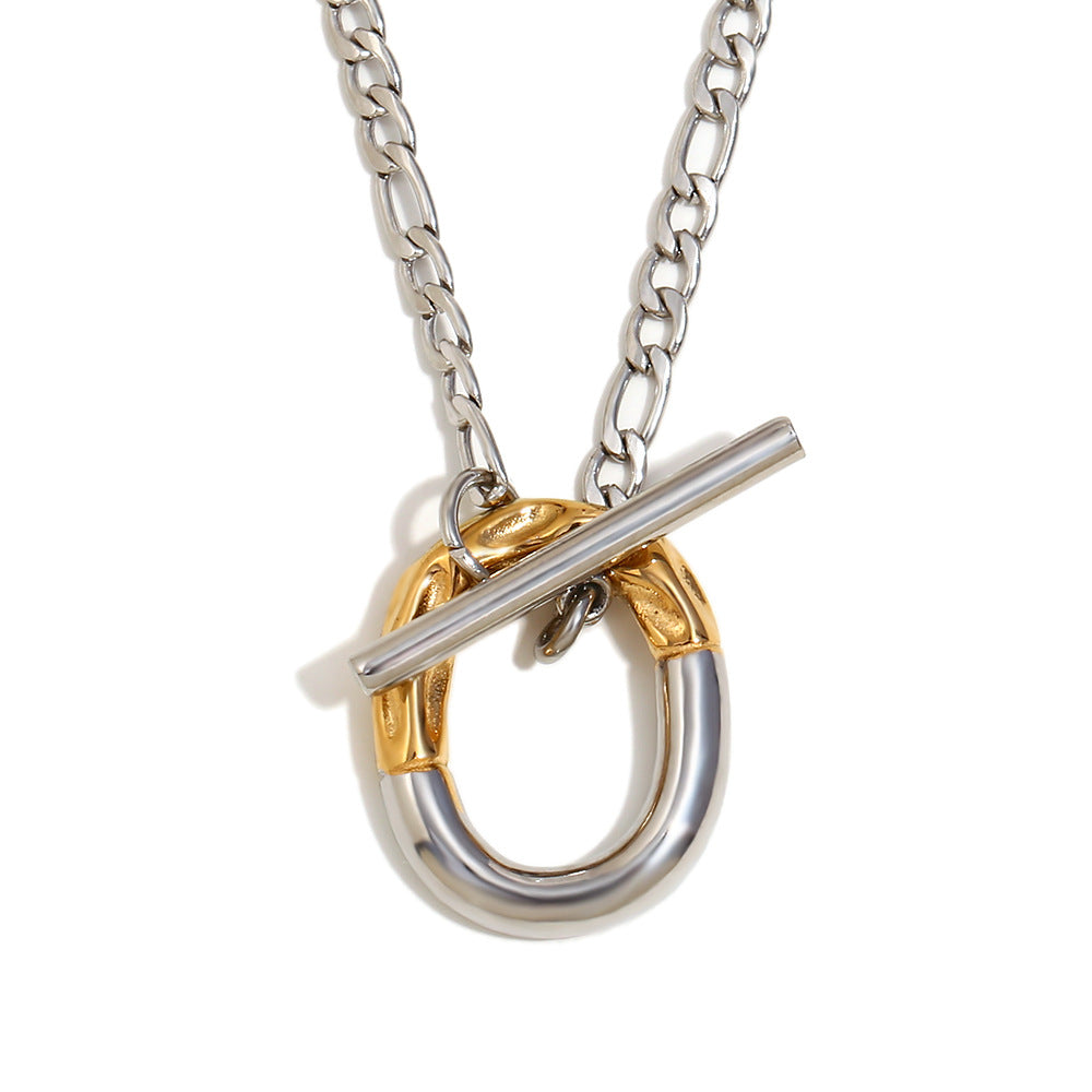 Collana Minimalista Geometrica da Donna in Acciaio Inossidabile con Placcatura in Oro 18K Chiusura OT