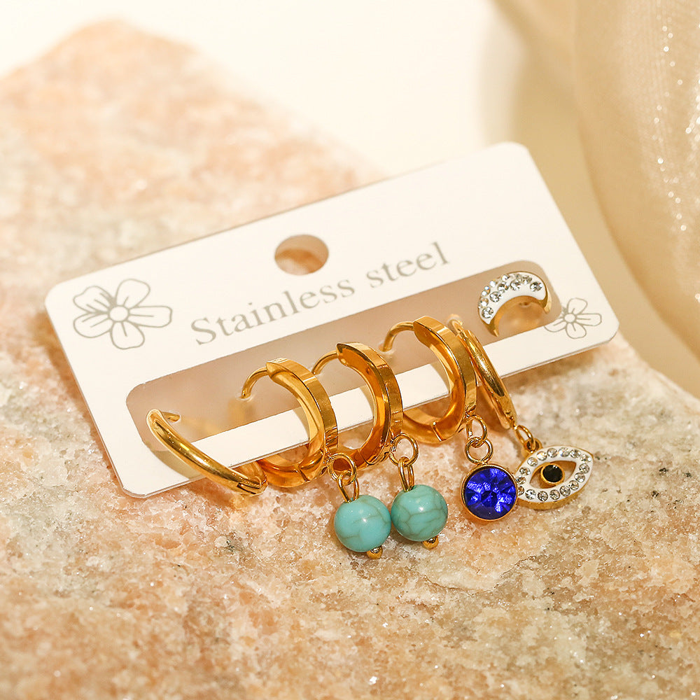 Minimalist Geometric Titanium Steel Earrings for Women with Plated Finish and Irregular Design