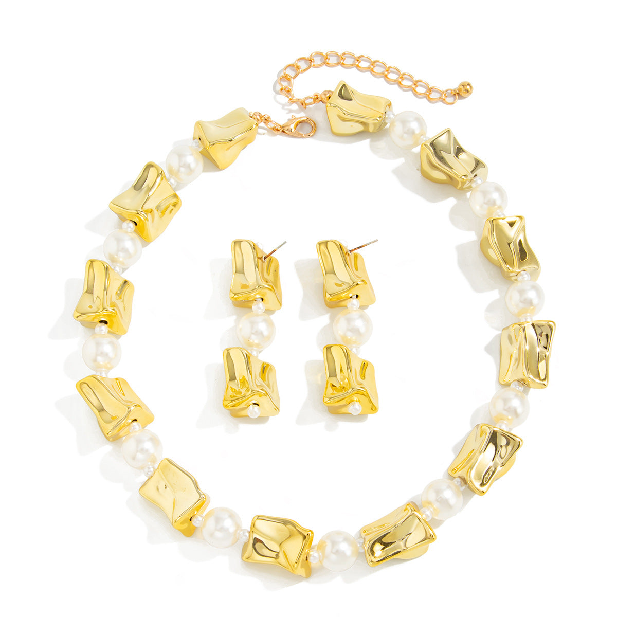 Minimalist Geometric Round Resin Pearl Beaded Necklace for Women