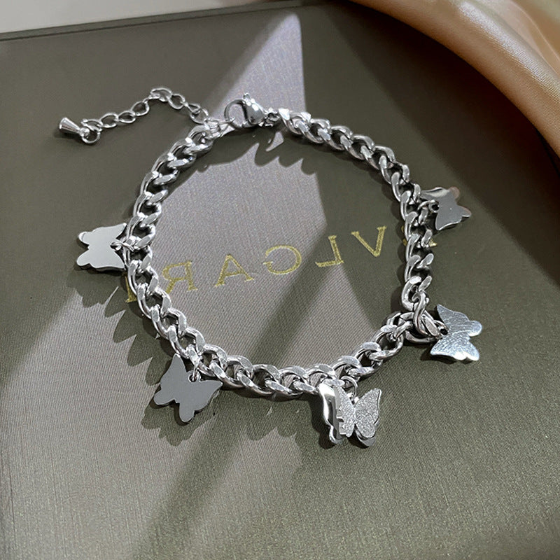 Minimalist Hip-hop Butterfly Titanium Steel Bracelet for Women