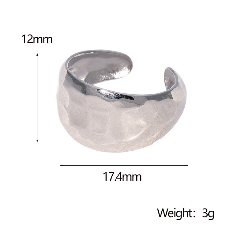 Minimalist Titanium Steel Adjustable Open Ring for Women and Men with Plated Finish, Hypoallergenic Stainless Steel Band